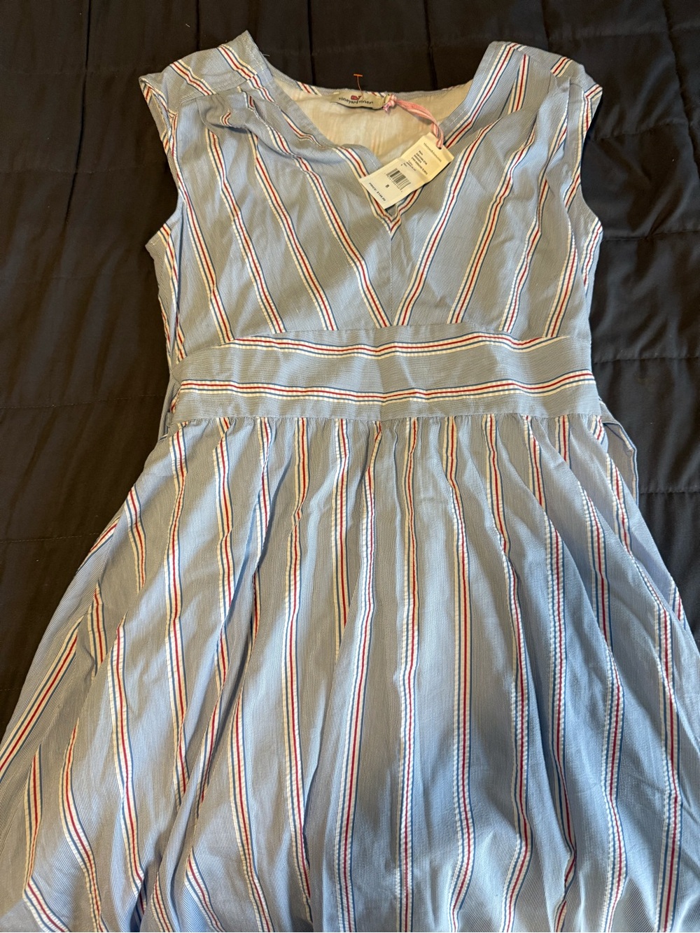 Vineyard Vines Blue Striped Fit & Flare Dress